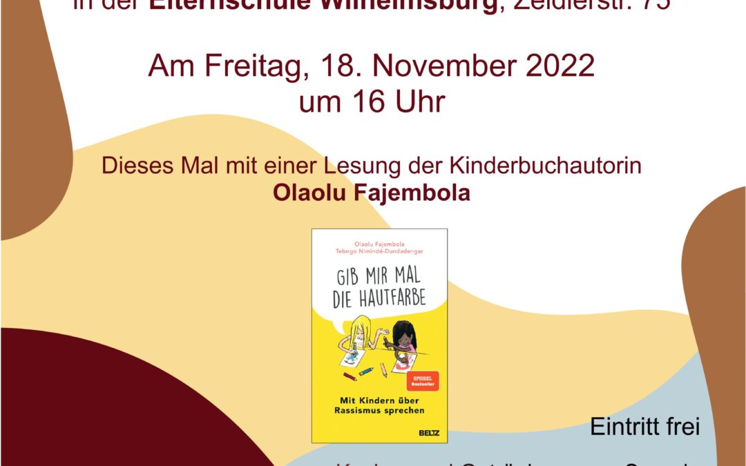 Lesung mit Olaolu Fajembola im Elterncafé – Kinder herzlich willkommen! Nur mit Anmeldung